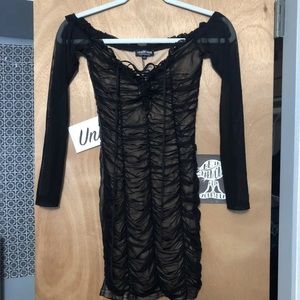 Small Black Off The Shoulder ruched dress